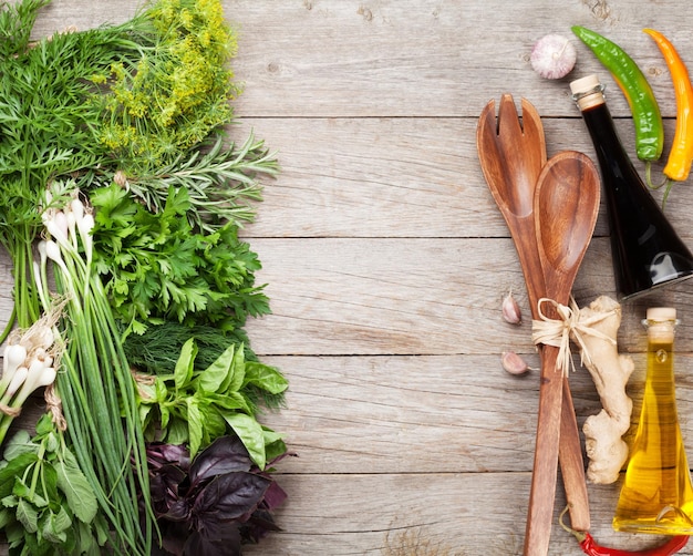 Fresh ingredients on a kitchen table